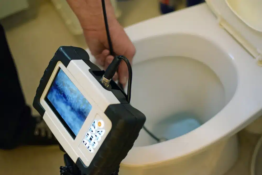 checking-clogged-toilet-pipe-inspection-camera