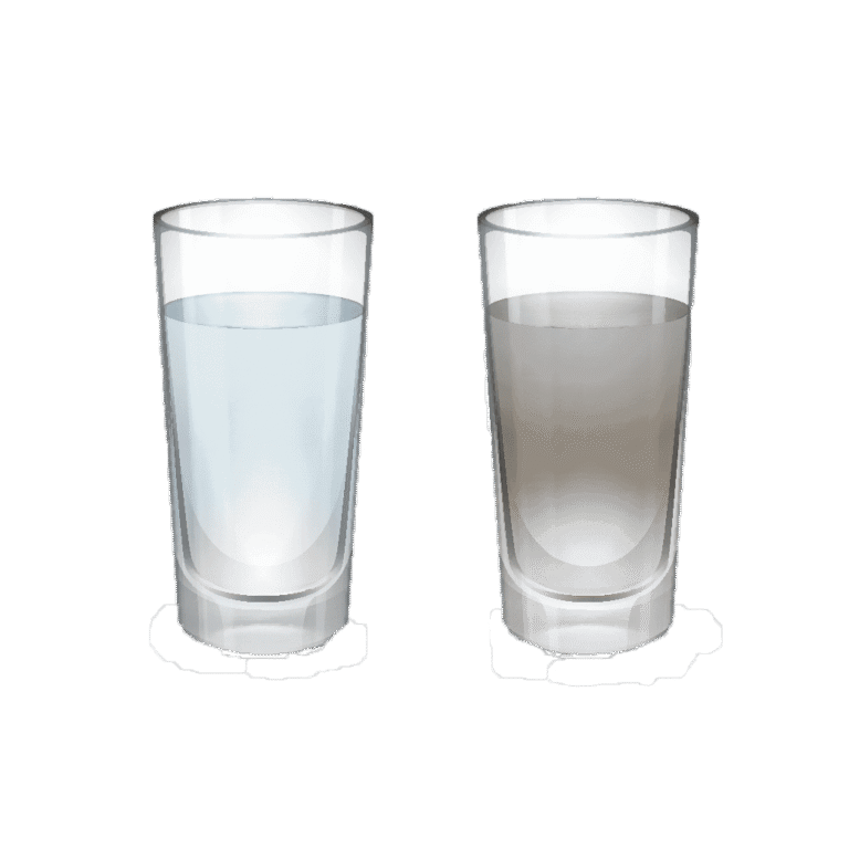 a clean glass of water vs a dirty glass of water