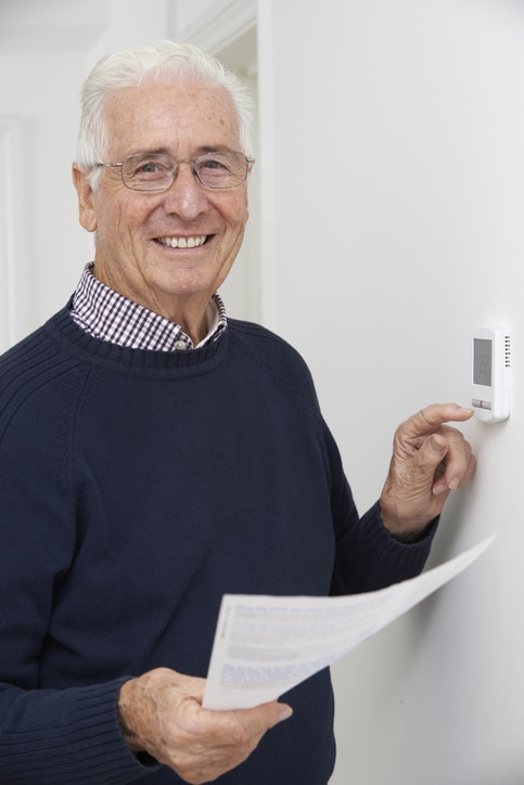older man temperature dial thumb